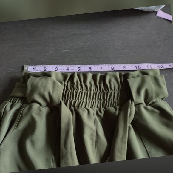 Grace Karin Cropped High Waisted Cropped Paper Bag Pants Size L Khaki Green - Picture 6 of 15